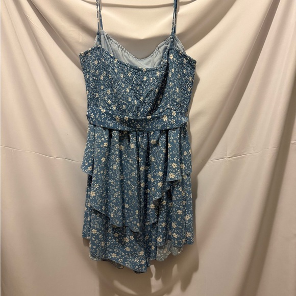 Floral Blue Ruffled Romper - Picture 2 of 3